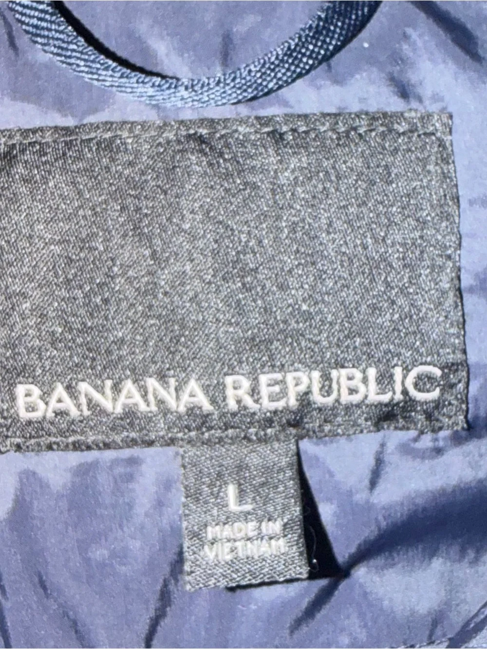 Banana Republic Navy Pirmaloft Quilted Button-Front Puffer Jacket